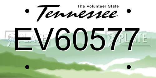 EV60577 Tennessee License Plate