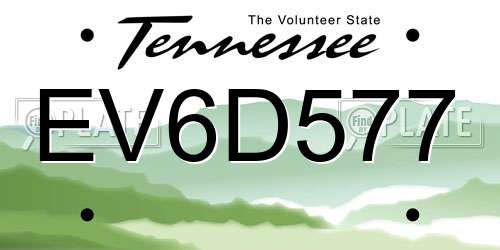 EV6D577 Tennessee License Plate