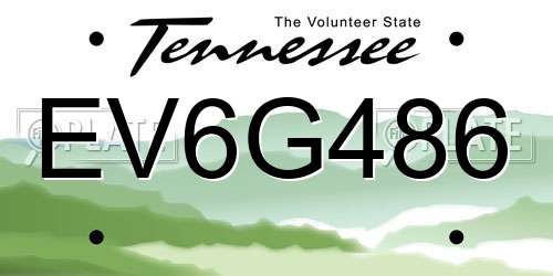 EV6G486 Tennessee License Plate