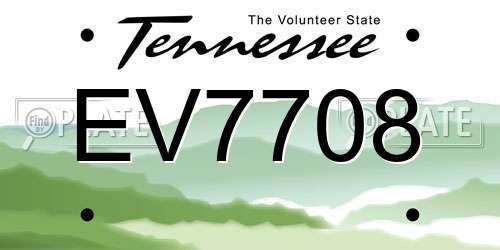 EV7708 Tennessee License Plate