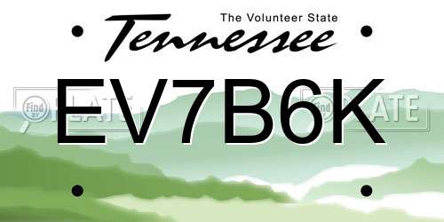 EV7B6K Tennessee License Plate