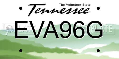 EVA96G Tennessee License Plate