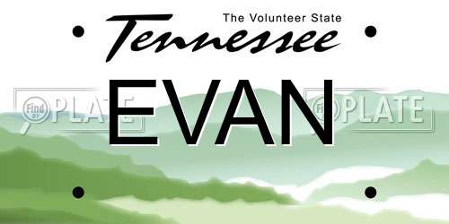 EVAN Tennessee License Plate