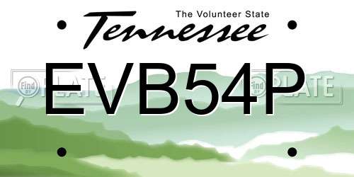 EVB54P Tennessee License Plate