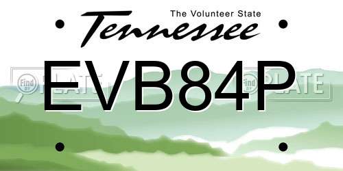 EVB84P Tennessee License Plate