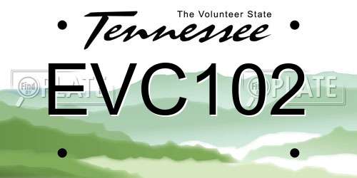 EVC102 Tennessee License Plate
