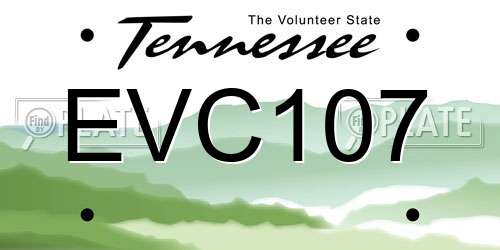 EVC107 Tennessee License Plate