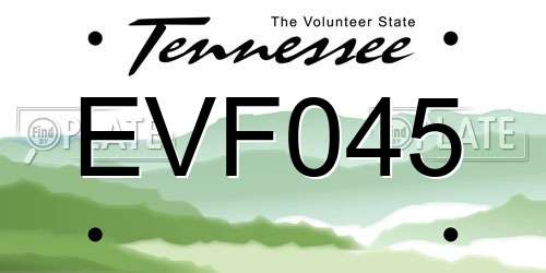 EVF045 Tennessee License Plate