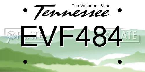 EVF484 Tennessee License Plate