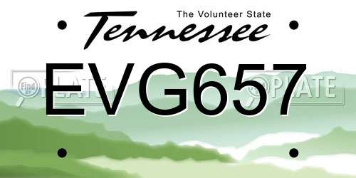 EVG657 Tennessee License Plate