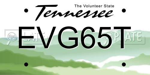 EVG65T Tennessee License Plate