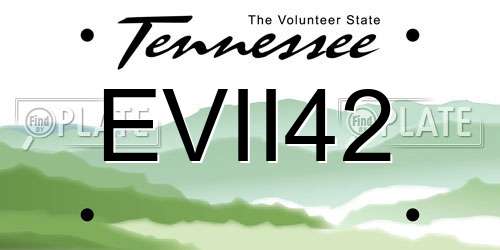 EVII42 Tennessee License Plate