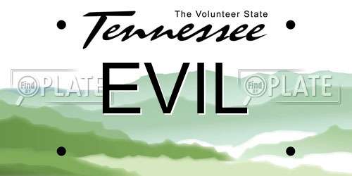 EVIL Tennessee License Plate