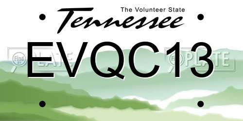EVQC13 Tennessee License Plate