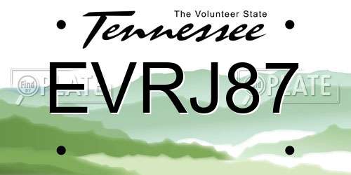 EVRJ87 Tennessee License Plate