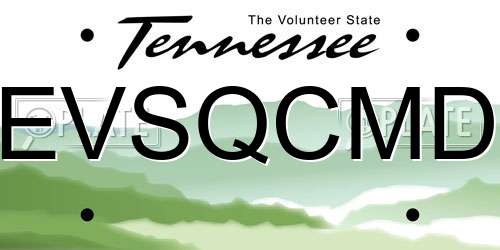 EVSQCMD Tennessee License Plate
