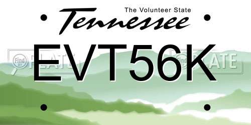 EVT56K Tennessee License Plate