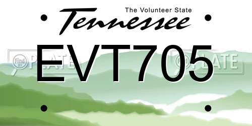 EVT705 Tennessee License Plate