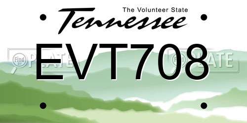 EVT708 Tennessee License Plate