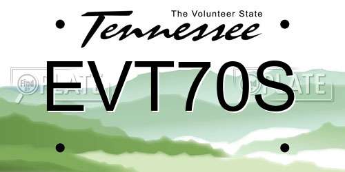 EVT70S Tennessee License Plate