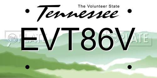 EVT86V Tennessee License Plate