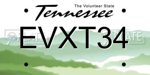 EVXT34 Tennessee License Plate