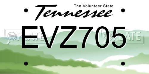 EVZ705 Tennessee License Plate