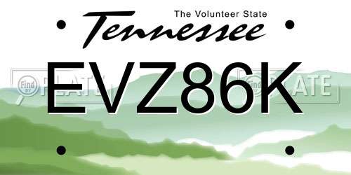 EVZ86K Tennessee License Plate