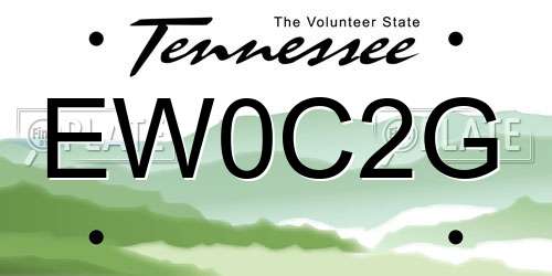 EW0C2G Tennessee License Plate
