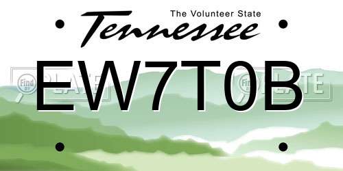 EW7T0B Tennessee License Plate