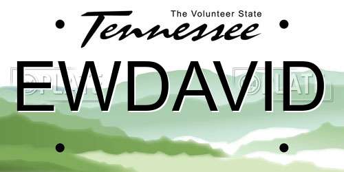 EWDAVID Tennessee License Plate