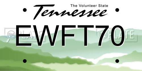 EWFT70 Tennessee License Plate