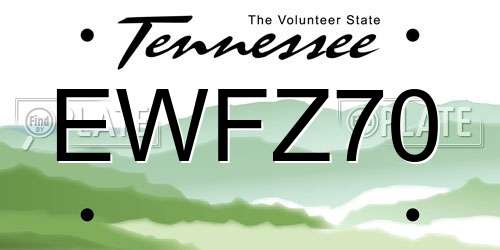 EWFZ70 Tennessee License Plate