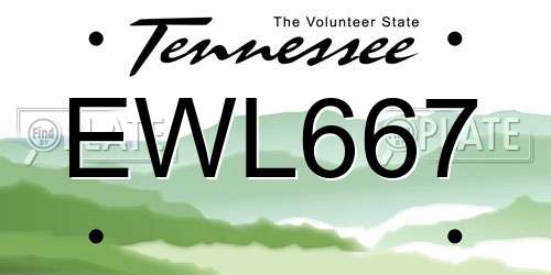 EWL667 Tennessee License Plate