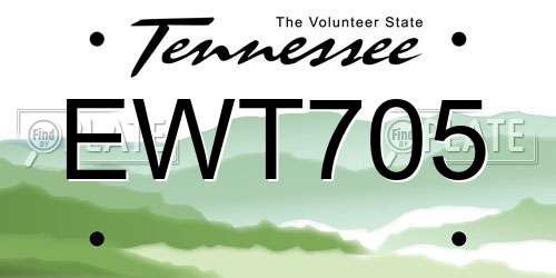 EWT705 Tennessee License Plate