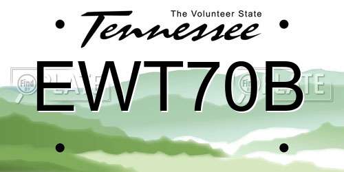 EWT70B Tennessee License Plate