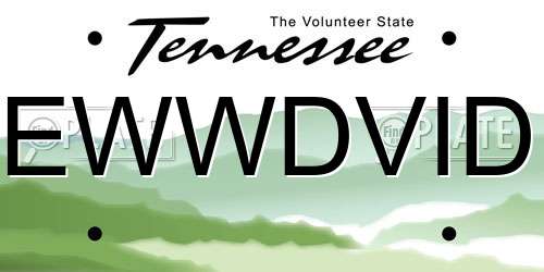 EWWDVID Tennessee License Plate