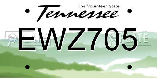 EWZ705 Tennessee License Plate