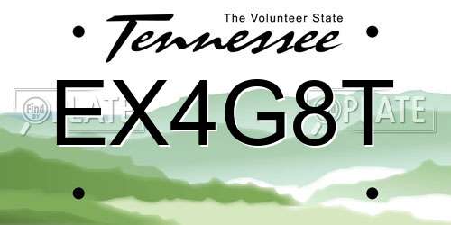EX4G8T Tennessee License Plate
