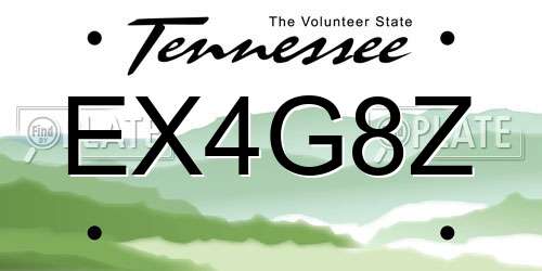 EX4G8Z Tennessee License Plate