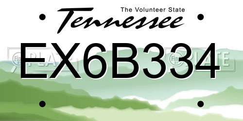 EX6B334 Tennessee License Plate