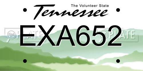 EXA652 Tennessee License Plate