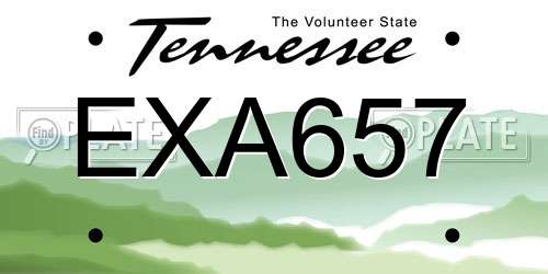 EXA657 Tennessee License Plate