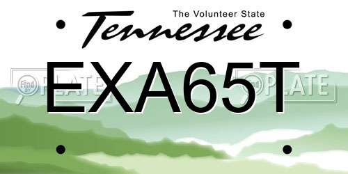 EXA65T Tennessee License Plate