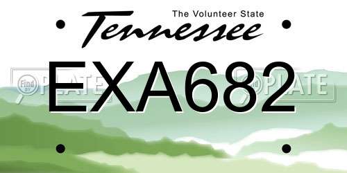 EXA682 Tennessee License Plate