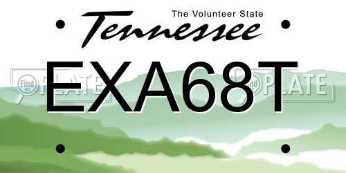 EXA68T Tennessee License Plate