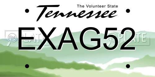 EXAG52 Tennessee License Plate