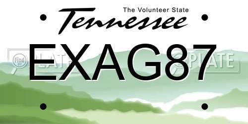 EXAG87 Tennessee License Plate