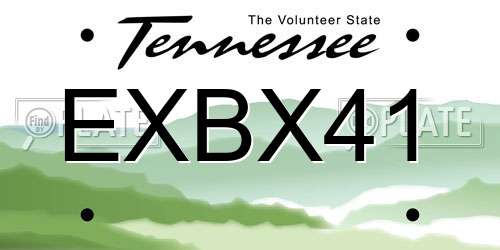 EXBX41 Tennessee License Plate