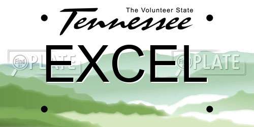 EXCEL Tennessee License Plate